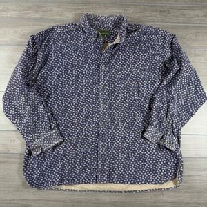 Vintage Croft & Barrow Blue Floral Corduroy Button Down Shirt - Size XXL